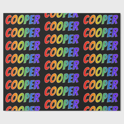 Rainbow Voornaam "COOPER"; vun en kleurrijk Cadeaupapier (Vlak)