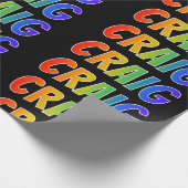 Rainbow Voornaam "CRAIG"; vun en kleurrijk Cadeaupapier (Hoek)