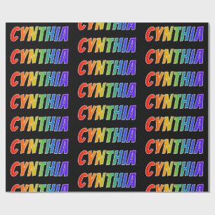 Rainbow Voornaam "CYNTHIA"; vun en kleurrijk Cadeaupapier