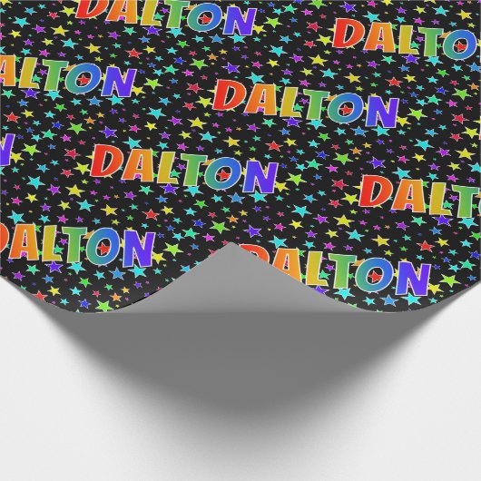Rainbow Voornaam "DALTON" + sterren Cadeaupapier (Hoek)
