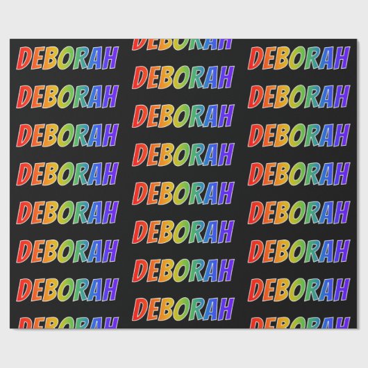 Rainbow Voornaam "DEBORAH"; vun en kleurrijk Cadeaupapier (Vlak)
