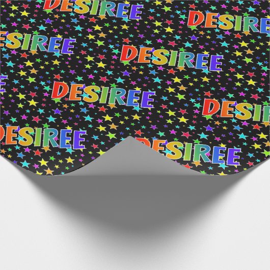 Rainbow voornaam "DESIREE" + sterren Cadeaupapier (Hoek)