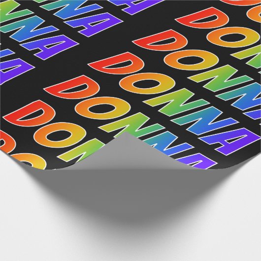 Rainbow Voornaam "DONNA"; vun & kleurrijk Cadeaupapier (Hoek)