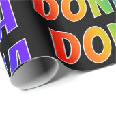 Rainbow Voornaam "DONNA"; vun & kleurrijk Cadeaupapier (Rol Hoek)