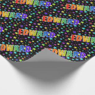 Rainbow Voornaam "EDWARD" + sterren Cadeaupapier