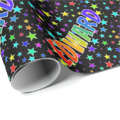 Rainbow Voornaam "EDWARD" + sterren Cadeaupapier (Rol Hoek)