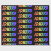 Rainbow Voornaam "EDWARD"; vun & kleurrijk Cadeaupapier (Vlak)