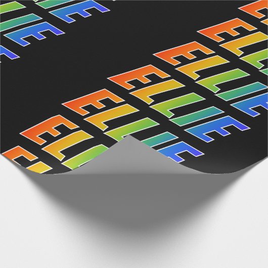 Rainbow Voornaam "ELLIE"; vun en kleurrijk Cadeaupapier (Hoek)