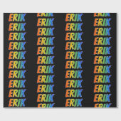 Rainbow Voornaam "ERIK"; vun en kleurrijk Cadeaupapier (Vlak)