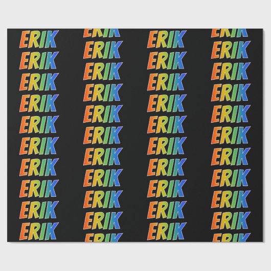 Rainbow Voornaam "ERIK"; vun en kleurrijk Cadeaupapier (Vlak)