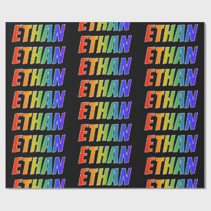 Rainbow Voornaam "ETHAN"; vun en kleurrijk Cadeaupapier
