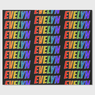 Rainbow Voornaam "EVELYN"; vun & kleurrijk Cadeaupapier