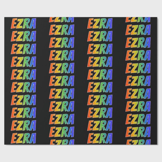 Rainbow Voornaam "EZRA"; vun en kleurrijk Cadeaupapier (Vlak)