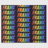 Rainbow Voornaam "FRANK"; vun & kleurrijk Cadeaupapier (Vlak)