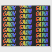 Rainbow Voornaam "GAVIN"; vun & kleurrijk Cadeaupapier (Vlak)
