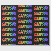 Rainbow Voornaam "GREYSON"; vun en kleurrijk Cadeaupapier (Vlak)