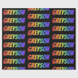 Rainbow Voornaam "GREYSON"; vun en kleurrijk Cadeaupapier