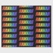 Rainbow Voornaam "HANNAH"; vun en kleurrijk Cadeaupapier (Vlak)