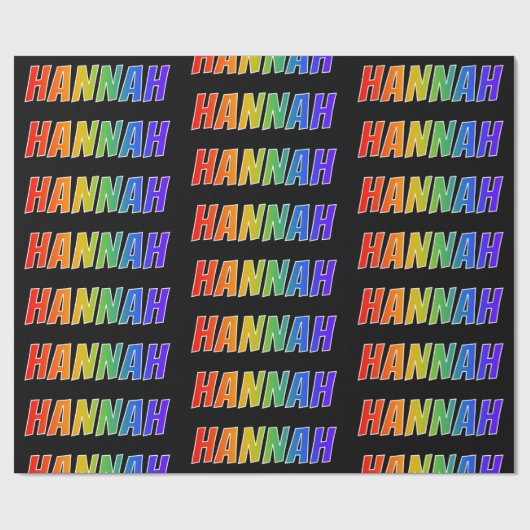 Rainbow Voornaam "HANNAH"; vun en kleurrijk Cadeaupapier (Vlak)