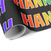 Rainbow Voornaam "HANNAH"; vun en kleurrijk Cadeaupapier (Rol Hoek)