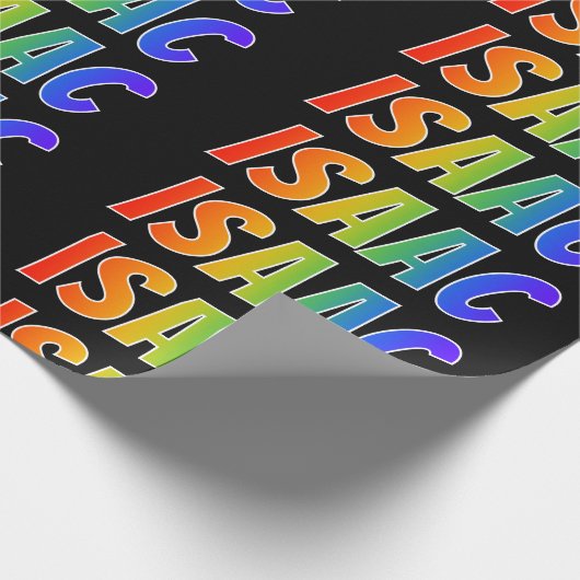 Rainbow Voornaam "ISAAC"; Fun en kleurrijk Cadeaupapier (Hoek)