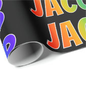 Rainbow Voornaam "JACOB"; vun & kleurrijk Cadeaupapier (Rol Hoek)