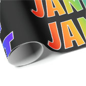 Rainbow Voornaam "JANET"; vun en kleurrijk Cadeaupapier (Rol Hoek)