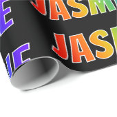 Rainbow Voornaam "JASMINE"; vun en kleurrijk Cadeaupapier (Rol Hoek)