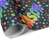 Rainbow Voornaam "JASON" + sterren Cadeaupapier (Rol Hoek)