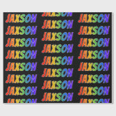 Rainbow Voornaam "JAXSON"; vun en kleurrijk Cadeaupapier (Vlak)
