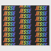 Rainbow Voornaam "JESSE"; vun & kleurig Cadeaupapier (Vlak)