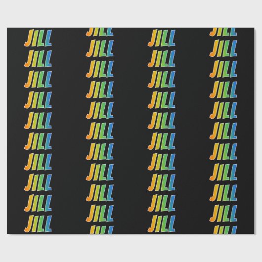 Rainbow Voornaam "JILL"; vun en kleurrijk Cadeaupapier (Vlak)