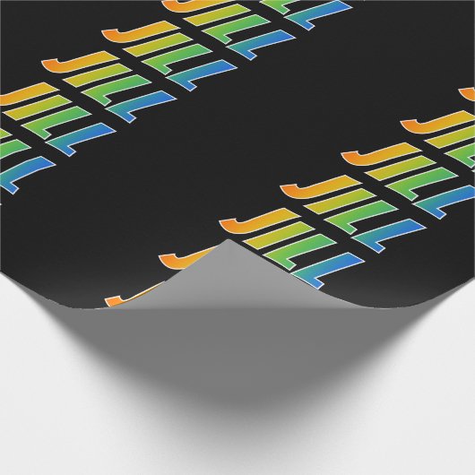 Rainbow Voornaam "JILL"; vun en kleurrijk Cadeaupapier (Hoek)