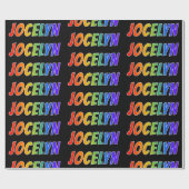 Rainbow Voornaam "JOCELYN"; vun en kleurrijk Cadeaupapier (Vlak)