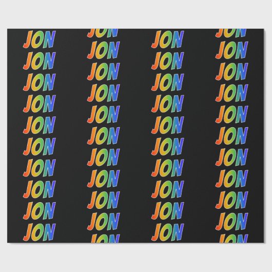 Rainbow Voornaam "JON"; vun & kleurrijk Cadeaupapier (Vlak)