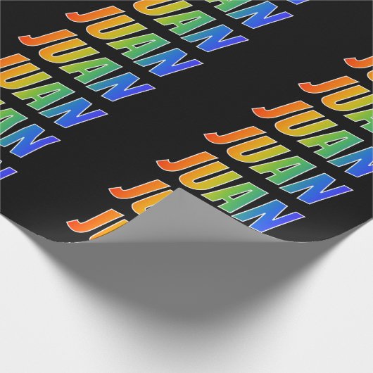 Rainbow Voornaam "JUAN"; vun & kleurrijk Cadeaupapier (Hoek)