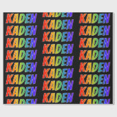 Rainbow Voornaam "KADEN"; vun en kleurrijk Cadeaupapier (Vlak)