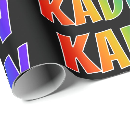 Rainbow Voornaam "KADEN"; vun en kleurrijk Cadeaupapier (Rol Hoek)