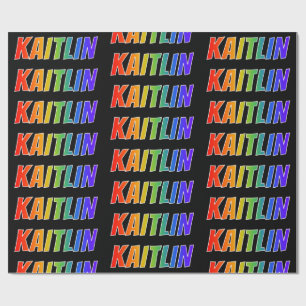 Rainbow Voornaam "KAITLIN"; Fun en kleurrijk Cadeaupapier