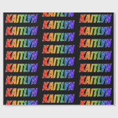 Rainbow Voornaam "KAITLYN"; vun en kleurrijk Cadeaupapier (Vlak)