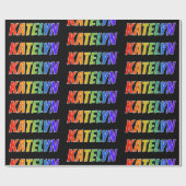 Rainbow Voornaam "KATELYN"; vun en kleurrijk Cadeaupapier (Vlak)