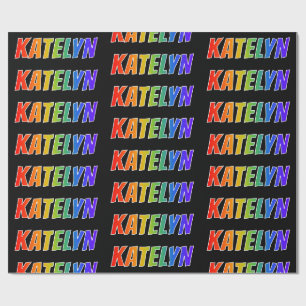 Rainbow Voornaam "KATELYN"; vun en kleurrijk Cadeaupapier