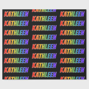 Rainbow Voornaam "KATHLEEN"; Fun en kleurrijk Cadeaupapier