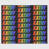 Rainbow Voornaam "KATHY"; vun & kleurrijk Cadeaupapier (Vlak)
