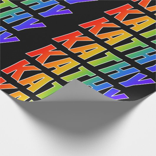 Rainbow Voornaam "KATHY"; vun & kleurrijk Cadeaupapier (Hoek)