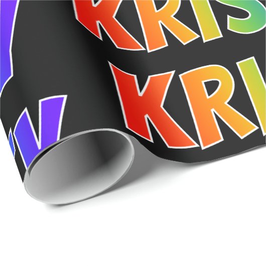 Rainbow Voornaam "KRISTY"; vun en kleurrijk Cadeaupapier (Rol Hoek)