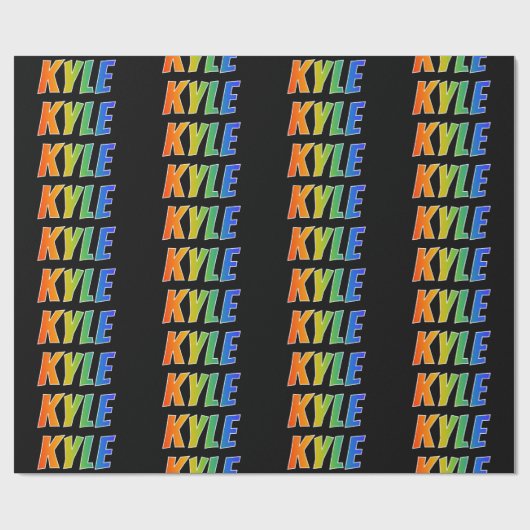 Rainbow Voornaam "KYLE"; vun en kleurrijk Cadeaupapier (Vlak)