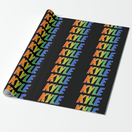 Rainbow Voornaam "KYLE"; vun en kleurrijk Cadeaupapier (Uitgerold)