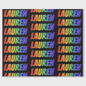 Rainbow Voornaam "LAUREN"; vun en kleurrijk Cadeaupapier (Vlak)