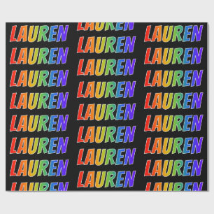 Rainbow Voornaam "LAUREN"; vun en kleurrijk Cadeaupapier